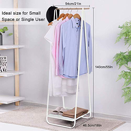 JEFEE Narrow Clothes Rack - Simple Garment Rack Mini Clothing Rack with Shelf 1-Tier Coat Clothing Organizer Storage for Small Space, Entryway, Bedroom, White - color: White