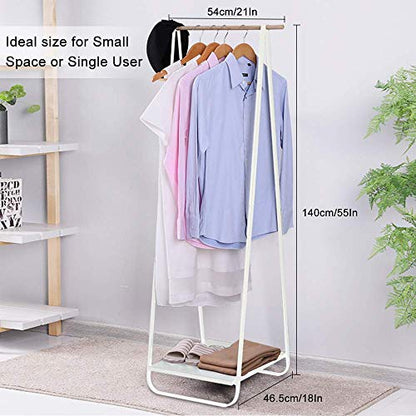 JEFEE Narrow Clothes Rack - Simple Garment Rack Mini Clothing Rack with Shelf 1-Tier Coat Clothing Organizer Storage for Small Space, Entryway, Bedroom, White - color: White