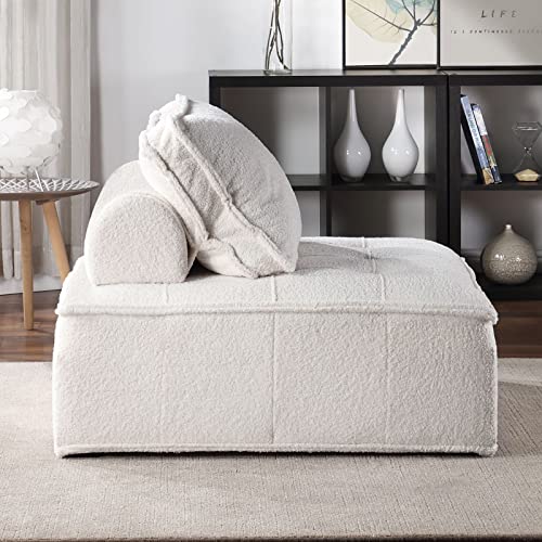 KEVINSPACE 41.3" Modular Sectional Sofa Couch, Armless Floor Chair with Black Legs and Pillow, Fabric Convertible Sofa, Variable Sectional Sofa for Living Room, Free Combination Gray White - color: 41.3" White