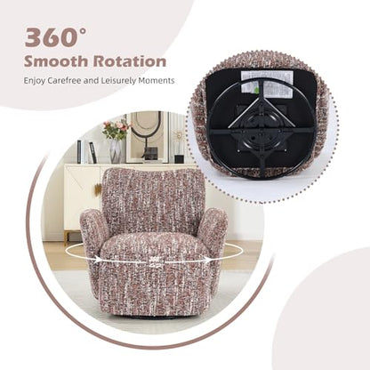 Swivel Accent Chair, 360 °Swivel Barrel Chair, Modern High-Back Armchair with Padded Armrest, Soft Cushion, Comfy Single Sofa for Living Room, Bedroom, Brown - color: Brown