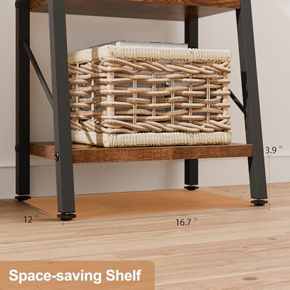 Shintenchi 5 Tier Ladder Shelf, Freestanding Corner Storage Shelves with Adjustable Feet and Anti-Falling Kit, Industrial Bookcase for Living Room, Bedroom, and Home Office, Rustic Brown - size: 16.7'' W x 12'' D x 55.8'' H-no Drawer