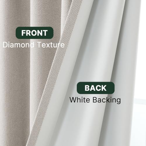 H.VERSAILTEX Pinch Pleated Full Blackout Curtains Diamond Textured Room Darkening Window Curtains 102 inch for Living Room Bedroom Black Out Pinch Pleat Drapes with Hooks 2 Panel, Natural - color: Natural, size: 40"W x 102"L (Pack of 2)
