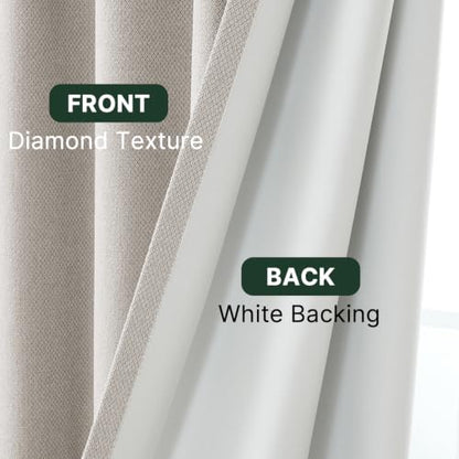 H.VERSAILTEX Pinch Pleated Full Blackout Curtains Diamond Textured Room Darkening Window Curtains 102 inch for Living Room Bedroom Black Out Pinch Pleat Drapes with Hooks 2 Panel, Natural - color: Natural, size: 40"W x 102"L (Pack of 2)