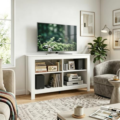 43 inch TV Stand, Suitable for TVs up to 50 inches, Small TV Stands with Open Storage Shelves, Living Room Entertainment Centers, and Bedroom TV Consoles (White) - color: White