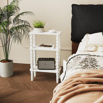 Veegle Side Table, Small End Table with Storage Shelf, 3-Tier Small Coffee Tables for Living Room Bedroom Narrow Spaces(White) - color: White-3 Tier Shelf