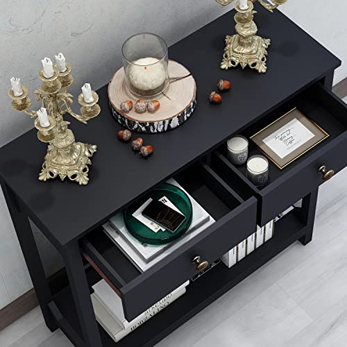 TaoHFE Black Console Table, 39.4"x11.8"x31.5"(L*W*H) - color: Black