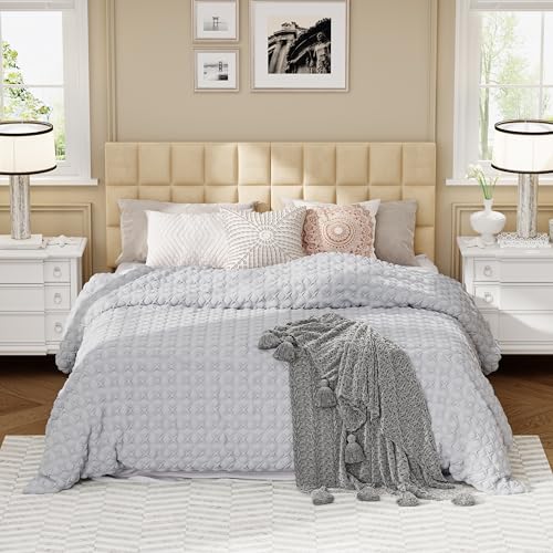 Velvet Upholstered Tufted King Size Headboard,Wood Head Board with Metal Legs, Adjustable Height from 42” to 56”, Bed Headboard in Modern Design,Backboard for Bed, Apricot - color: Apricot, size: King