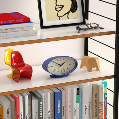 NEWGATE® Ronnie Alarm Clock | Oval Retro Design | Blue Soft Rubberised Finish | Ideal for Bedside, Desk or Shelf | Modern, Retro mid-Century Bedroom & Office Accessory - color: Silicone Blue