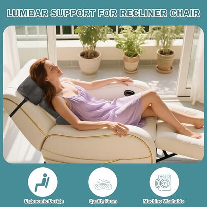 ROYALAY 2 Pcs Neck Pillow Lumbar Support for Recliner, Back Pillow for Chair with Adjustable Headrest Pillow, Back Rest Pillow for Office Chairs, Recliners,Sofa, Couch, Brown