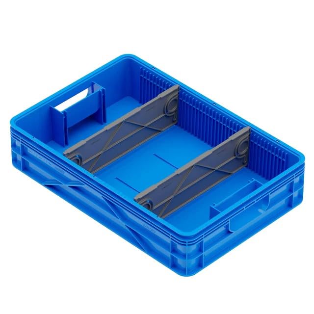 Quarter Crate 4-Pack Stackable Storage Bins, Utility | Polypropylene, 14 dividers included, 19.16x12.75x4.57 in, over 1000 lb stack, lids sold separately - color: Utility