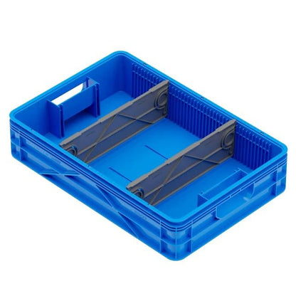 Quarter Crate 4-Pack Stackable Storage Bins, Utility | Polypropylene, 14 dividers included, 19.16x12.75x4.57 in, over 1000 lb stack, lids sold separately - color: Utility