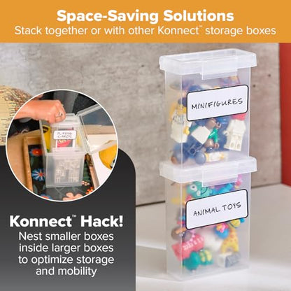 Bostitch Konnect Storage Containers with Lids, Office Organizer, Clear Plastic Box, Stackable for Crayons, Q-tips, Office Supplies, Labels, 0.5 Qt, 2 Pack - size: 0.5 Qt (2 Pack)