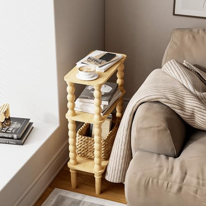 Veegle Side Table, Small End Table with Storage Shelf, 3-Tier Small Coffee Tables for Living Room Bedroom Narrow Spaces(Oak) - color: Natural-3 Tier Shelf