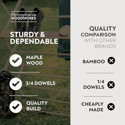 Premium American Maple Clothes Drying Rack - Handcrafted in Pennsylvania - Solid Wood Construction, Collapsible, Eco-Friendly Laundry Solution (X-Large) - color: X-large | Flat Top