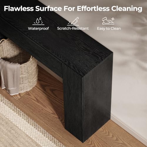 43" Fluted Modern Console Table with Storage, Narrow Entryway Table, Black | Skinny Console Tables for Entryway, Small Entryway Table, Farmhouse Sofa Table Behind Couch for Living Room,Hallway,Entrance - color: Black