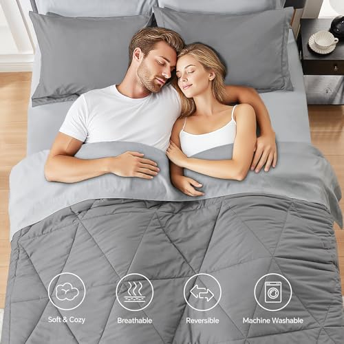 BEDELITE Twin Comforter Set 5 Pieces, Reversible Dark Grey Bed in A Bag | Soft All Season Down-Alternative Comforter, Sheets, Pillowcases & Shams, OEKO-TEX Certified Bedding for Bedrrom, Guest Room - color: Dark Grey/Light Grey, size: Twin