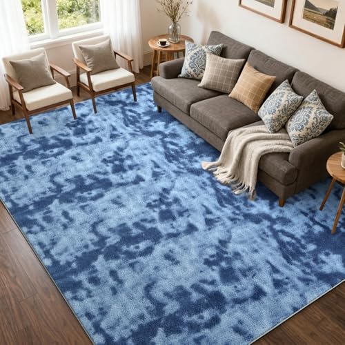 5x7 Tie-dye Teal Area Rug Non-Slip Washable Soft for Living Room Bedroom | Soft丨Stays Put丨Low Pile Thin丨Lays Flat丨Kid & Pet Friendly丨Dorm丨Dining Room丨Nursery丨Indoor丨Laundry丨Kids Room丨Carpet丨Home Decor - color: 01 Tie-dye Teal, size: 5' x 7' (Rectangular)