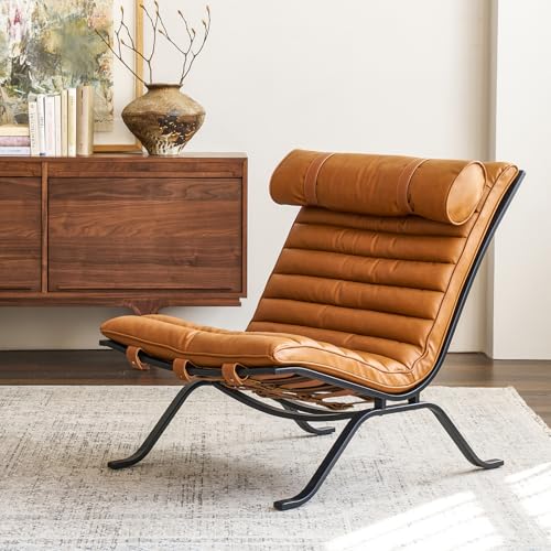 Imitation Leather Upholstered Armless Chair Modern Design Luxury Lounge Chair (Brown) - color: Brown