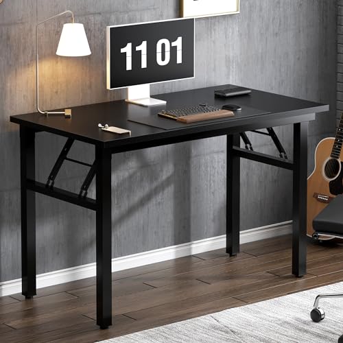 Need Folding Computer Desk - 39.4 Inch Foldable Office Writing Work Study Kids Student Teacher Home Bedroom Table for Small Space, Black | No-Assembly, Sturdy Foldable Desk for Home Office, Bedroom, Dorm Room, Student Study, Collapsible, Compact, Easy Sto