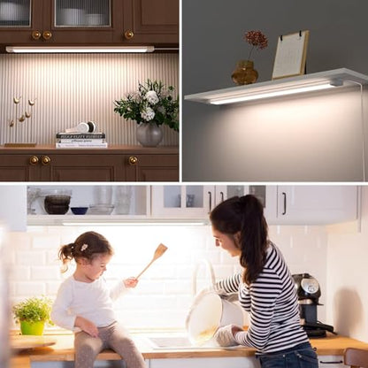 2pcs Hand Wave Under Cabinet Lights, 16" Under Counter Lighting with Dimmable and 4000K Natural White,Plug and Play,LED Lights for Kitchen Cabinet, Cupboard, Closet, Desk - color: 4000K-Natural White, size: 16inch-2Pack
