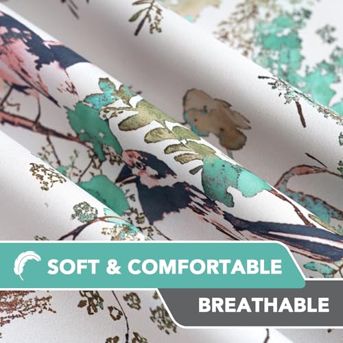 H.VERSAILTEX 꽃무늬 100% 암막 빈티지 커튼 160cm(63인치) 길이 2패널 패턴 단열 커튼 침실 거실 그로밋 창문 커튼 드레이프, 터키석/블랙 - color: 터키석/블랙., size: 52"W x 63"L (Pack of 2)