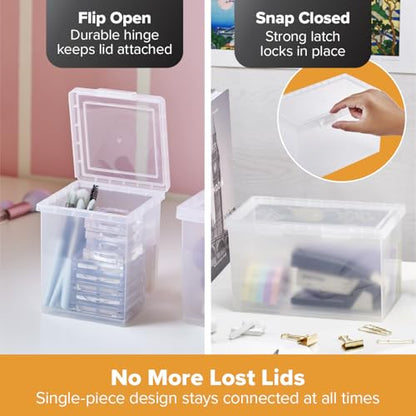 Bostitch Konnect Storage Containers with Lids, Clear Plastic Box, Stackable for Crafts, Home, and Office Organization, Labels, 3-Piece (1 4 Qt Box, 2 1.5 Qt boxes) - size: One 1.5-Qt Box, Two 0.5-Qt Boxes