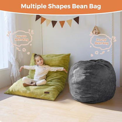 MAXYOYO 3 in 1 Kids Bean Bag Chair Bed, Convertible Chair Folds from Bean Bag to Lounger, Child Floor Sofa for Gaming, Reading, Floor Couch with High-Density Foam Filling | Convertible Chair Folds from Bean Bag to Lounger, Floor Couch with High-Density Fo