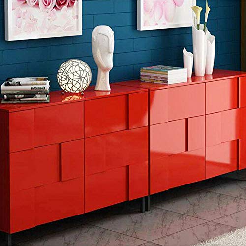 Livelynine 15.8"x197" Glossy Red Wallpaper Peel and Stick Kitchen Cabinet Wallpaper Red Vinyl Wrap Counter Contact Paper Self Adhesive Shelf Liner Waterproof Shiny Red Wall Paper Decorations - size: 15.8"W x 197"L