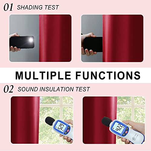 XWZO 100% Blackout Curtains 54 Inches Long with Tiebacks- Soundproof & Energy Efficiency Window Draperies Grommet Top with Black Liner for Small Windows, Christmas Red, W38 x L54, Set of 2 - color: Red, size: 38"W x 54"L (Pack of 2)