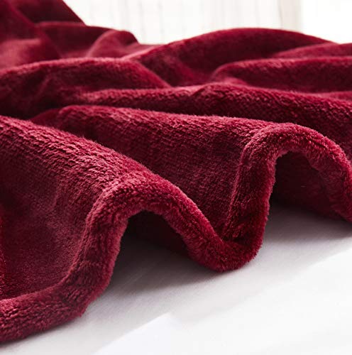 TASTHROW Large Flannel Fleece Throw Blanket, 50×70 Inch - Burgundy | Cozy Lightweight Thick Blanket - All Seasons Suitable for Women, Men and Kids (Two Pack) - color: Burgundy, size: Two Pack 50"x70"