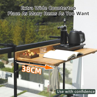 Balcony Bar Table for Railings,Folding Workbench,Stable Sturdy Wall Table,Outdoor Indoor Folding Hanging Table,Study Work Bench,Wall-Mounted Small Folding Space Saving Serving Table Desk(60x38cm) - size: 60x38cm