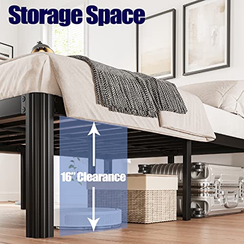 Hunlostten 18in Full Size Bed Frame No Box Spring Needed, Heavy Duty Metal Platform Bed Frame Full with Round Corners, Easy Assembly, Noise Free, Black - size: Full, style: 18 Inch