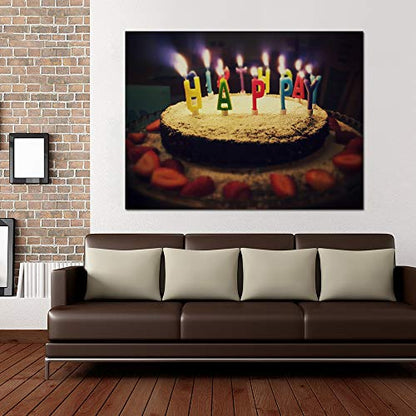 IDEA4WALL Customized Small Wall Mural with Your Birthday Photos, Removable Self-Adhesive Wallpaper for Living Room Bedroom - 24x32 inches - color: Custom-brithday, size: 24"x32"