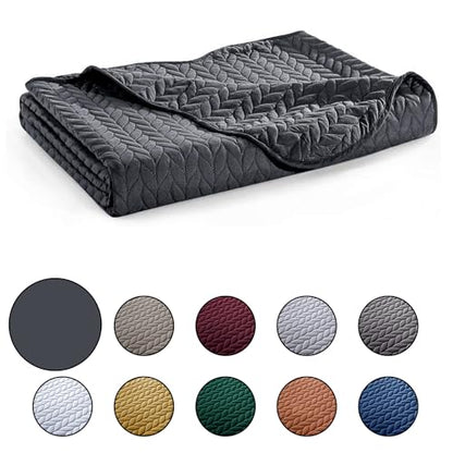 MOONLIGHT20015 Queen Quilt Bedding Set (90" x 96") - Bulk Pack of 10 Wholesale for Hotels, Guest Bedroom & Airbnbs - Lightweight Microfiber Reversible Embossed Quilts Bedspreads (Charcoal) - color: Charcoal/Dark Grey, size: Queen (10 Pack)