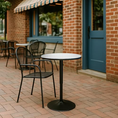 Magshion 23.5'' Round Bar Table, Adjustable Range 27.5"-36" Wood Pub Table with Black Leg and Base for Living Room Dining Room Bar Cocktail Table (Silver) - color: Silver, size: 23.5 in
