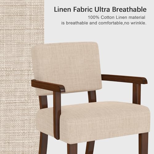 Accent Chair, Armchair with Solid Wood Frame and Legs, Beige | Upholstered Living Room Chair, Comfy Reading Chair for Bedroom, Waiting Room, Home Office, Easy Assembly - color: Linen Beige, size: One Chair