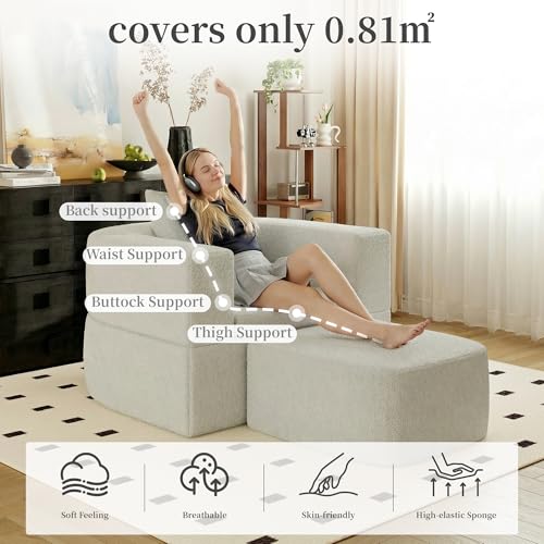 40" Pull Out Couch,2 in 1 Sleeper Sofa Bed,Convertible Sleeper Chair with Pillow Foldable Mattress with Back Support,Teddy Fleece,White - color: White