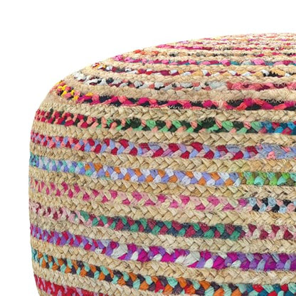 SIMPLIHOME Nate 20" Wide Square Pouf in Light Teal Handwoven Cotton | Versatile boho footstool, braided pouf, extra seating for living room or bedroom with swirl pattern, assembled; pouf ottoman. - color: Multi-color, style: Pouf