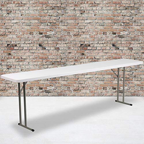 EMMA + OLIVER 8-Foot Granite White Plastic Folding Training Table | Lightweight, Easy Storage, Training and Seminar Table