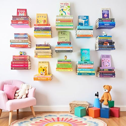 Floating Invisible Bookshelf Wall Mounted (Set of 4) - Aluminum - Turn Books into Floating Shelves (Pack of 2) - size: Large (Pack of 2)