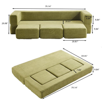 Detachable Combinable Reclinable Modular Sofa, Dual Purpose Lazy Sofa Bed for Small Apartments Rental Homes Living Room Bedroom (Green) - color: Green
