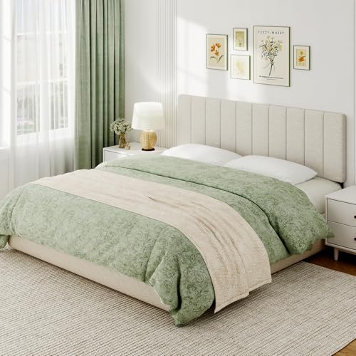 King Size Headboard Only, Height Adjustable Linen, Beige - color: Linen-beige, size: King/California King