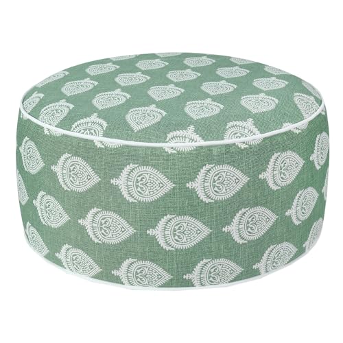 FUNHOME Inflatable Stool Ottoman Footrest with Handle D20 xH9-Light Green | Indoor Outdoor Footrest Seat, Water-Repellent, Footstool Pouf for Home Patio Garden and Camping Use - color: Light Green