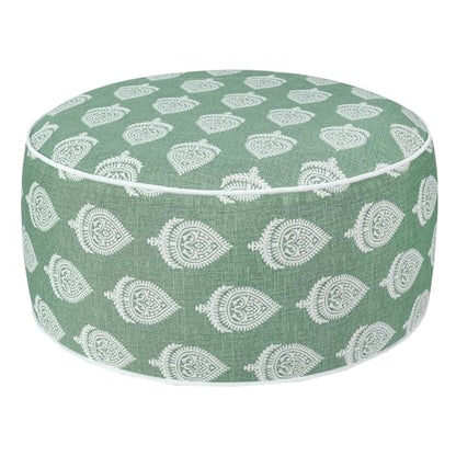 FUNHOME Inflatable Stool Ottoman Footrest with Handle D20 xH9-Light Green | Indoor Outdoor Footrest Seat, Water-Repellent, Footstool Pouf for Home Patio Garden and Camping Use - color: Light Green