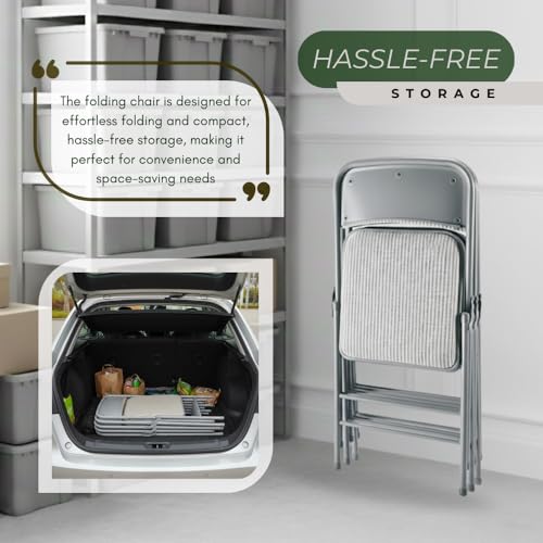 Pack of 2 (Fabric/Vinyl) Steel Frame Metal Foam Padded Folding Chairs (Black, Gray, White) (2-Pack - Fabric White) - color: 2-pack - Fabric White
