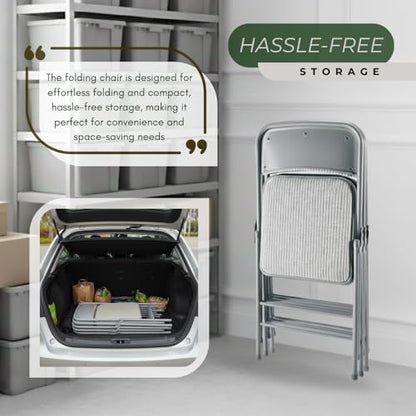 Pack of 2 (Fabric/Vinyl) Steel Frame Metal Foam Padded Folding Chairs (Black, Gray, White) (2-Pack - Fabric White) - color: 2-pack - Fabric White