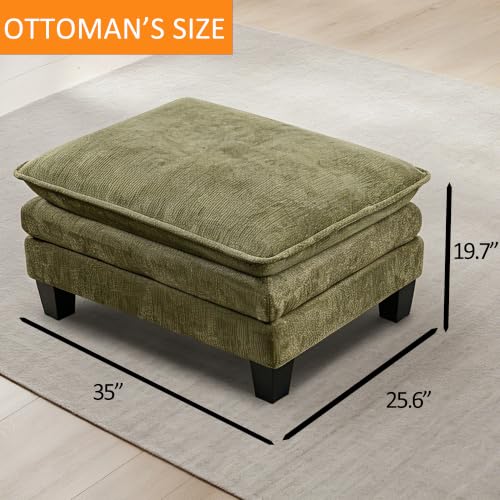 Opiesit Ottoman for Sectional Cloud Couch, Chenille Ottoman for Deep Seat Modular Sofa for Apartment, Living Room and Bedroom, Green - color: Green, size: 25.6"D x 35"W x 19.7"H