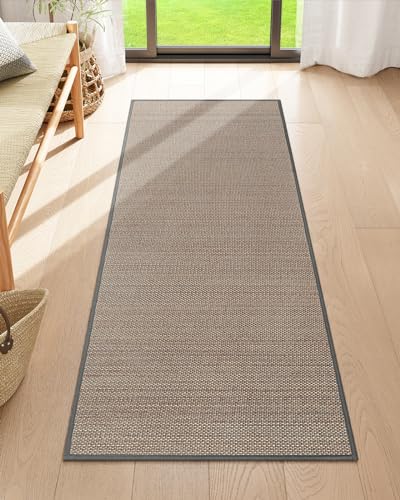 Lahome Farmhouse Kitchen Runner Rug, 2x5 Entryway Rugs Washable Non Slip | Hallway Indoor Carpet, Neutral Chenille Non Shedding Floor Mat for Entry Bathroom Laundry Room, Grey - color: Grey, size: 2' x 5'