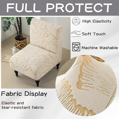 Armless Chair Slipcover Chenille Furniture Protector Jacquard Accent Chair Cover Neutral Slipper Chair Slipcovers for Living Room Bedroom Hotel Yellow - color: Yellow