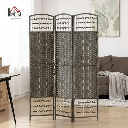 HOMCOM 3 Panel Room Divider, Folding Privacy Screen, 5.6', Dark Gray | Room Separator, Wave Fiber Freestanding Partition Wall Divider - color: Dark Gray, size: 3 Panel